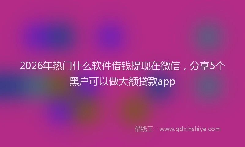 2026年热门什么软件借钱提现在微信，分享5个黑户可以做大额贷款app