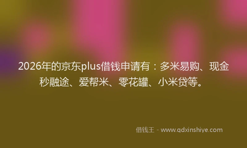 2026年的京东plus借钱申请有：多米易购、现金秒融途、爱帮米、零花罐、小米贷等。