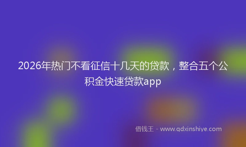 2026年热门不看征信十几天的贷款，整合五个公积金快速贷款app