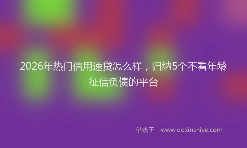 2026年热门信用速贷怎么样，归纳5个不看年龄征信负债的平台