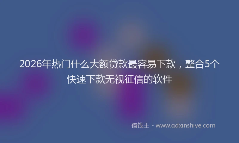 2026年热门什么大额贷款最容易下款，整合5个快速下款无视征信的软件