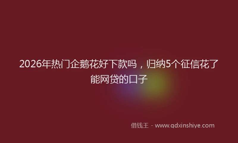 2026年热门企鹅花好下款吗，归纳5个征信花了能网贷的口子