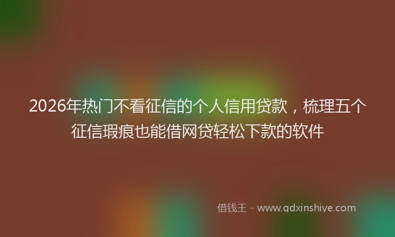 2026年热门不看征信的个人信用贷款，梳理五个征信瑕疵也能借网贷轻松下款的软件