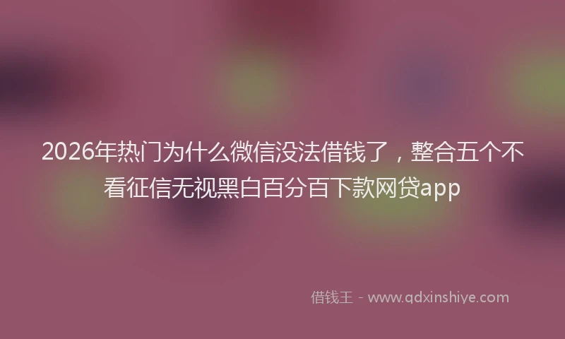 2026年热门为什么微信没法借钱了，整合五个不看征信无视黑白百分百下款网贷app