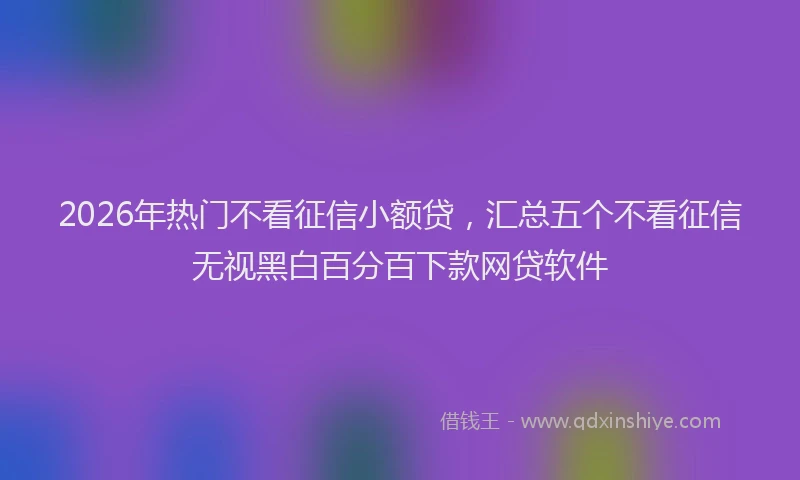 2026年热门不看征信小额贷，汇总五个不看征信无视黑白百分百下款网贷软件