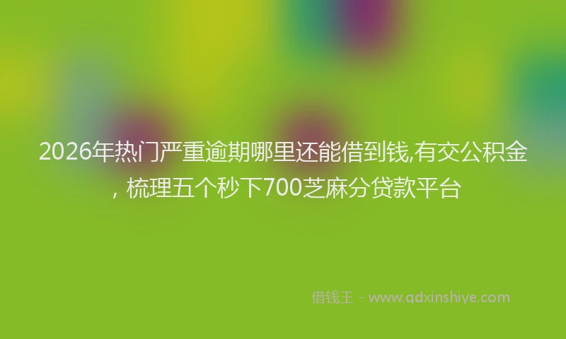 2026年热门严重逾期哪里还能借到钱,有交公积金，梳理五个秒下700芝麻分贷款平台