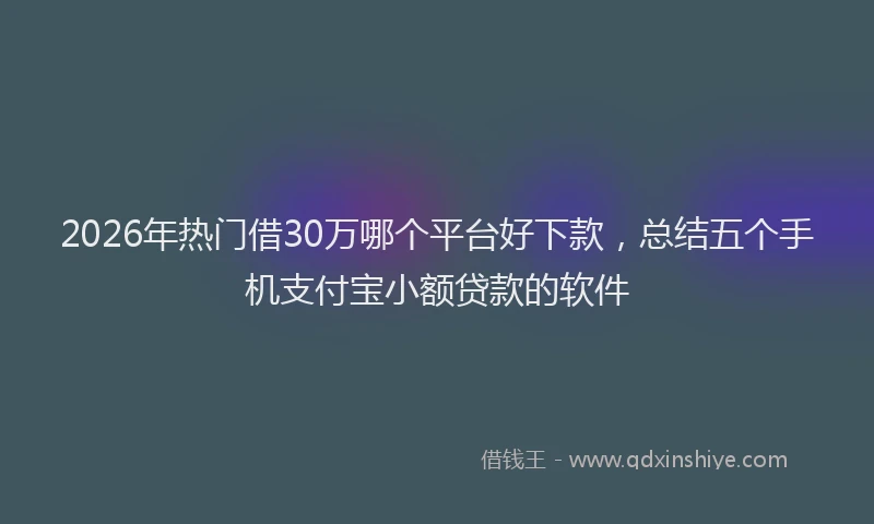 2026年热门借30万哪个平台好下款，总结五个手机支付宝小额贷款的软件