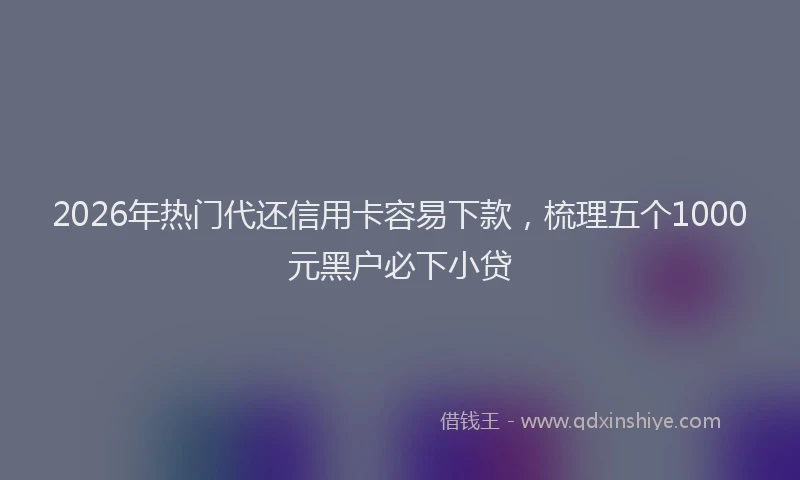 2026年热门代还信用卡容易下款，梳理五个1000元黑户必下小贷