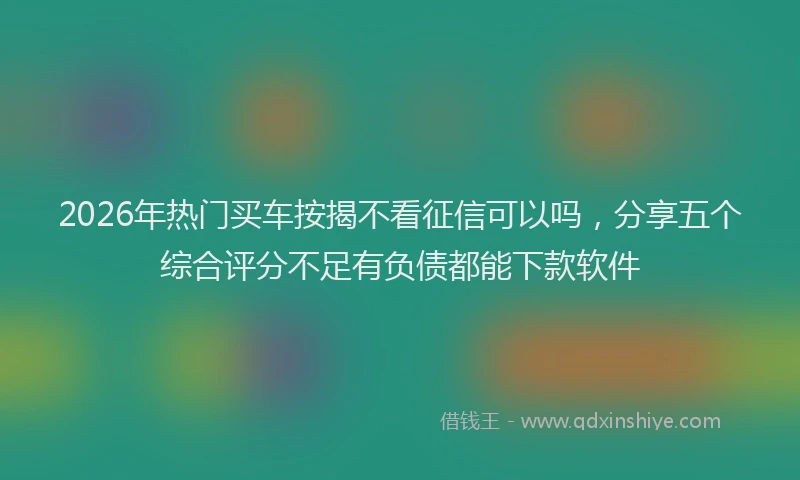 2026年热门买车按揭不看征信可以吗，分享五个综合评分不足有负债都能下款软件
