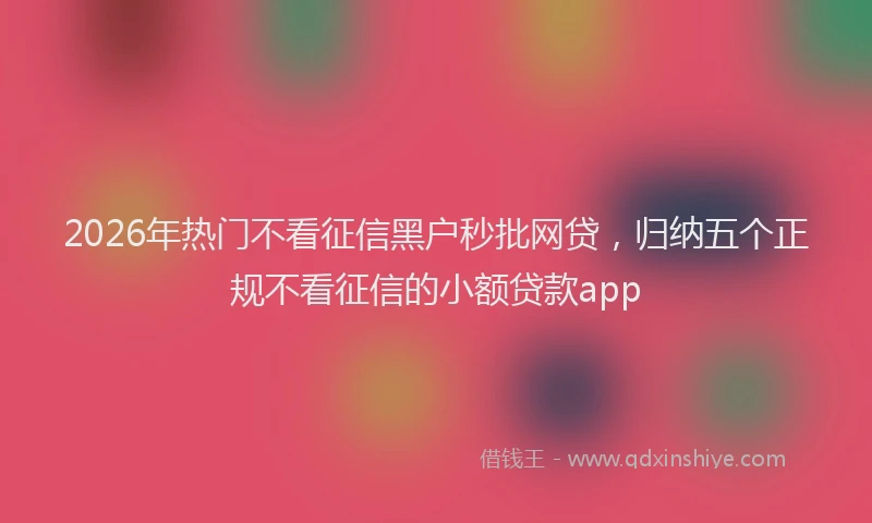 2026年热门不看征信黑户秒批网贷，归纳五个正规不看征信的小额贷款app