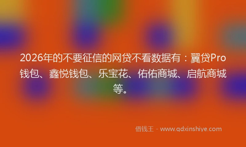 2026年的不要征信的网贷不看数据有：翼贷Pro钱包、鑫悦钱包、乐宝花、佑佑商城、启航商城等。