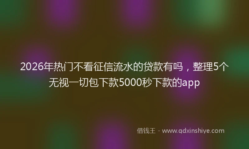 2026年热门不看征信流水的贷款有吗，整理5个无视一切包下款5000秒下款的app