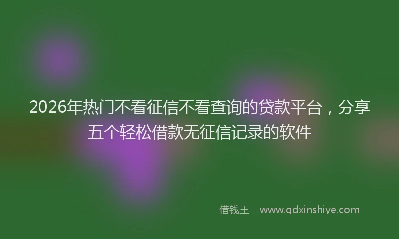 2026年热门不看征信不看查询的贷款平台，分享五个轻松借款无征信记录的软件