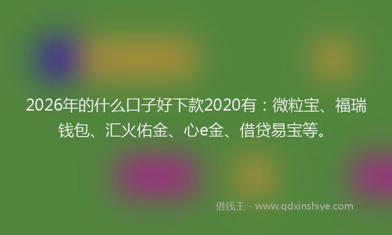 2026年的什么口子好下款2020有：微粒宝、福瑞钱包、汇火佑金、心e金、借贷易宝等。