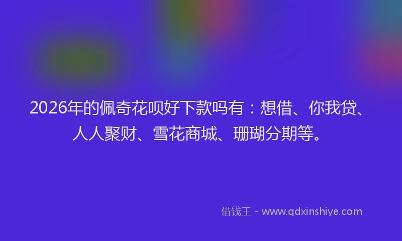 2026年的佩奇花呗好下款吗有：想借、你我贷、人人聚财、雪花商城、珊瑚分期等。