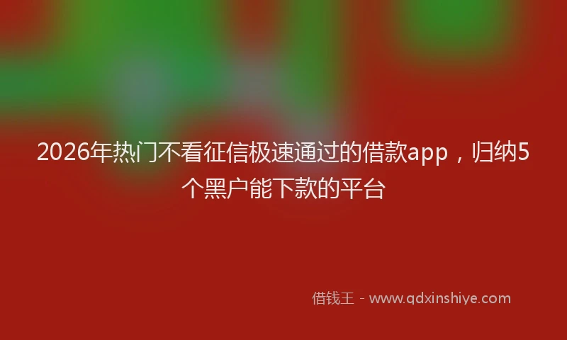 2026年热门不看征信极速通过的借款app，归纳5个黑户能下款的平台