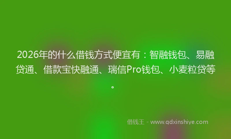 2026年的什么借钱方式便宜有：智融钱包、易融贷通、借款宝快融通、瑞信Pro钱包、小麦粒贷等。