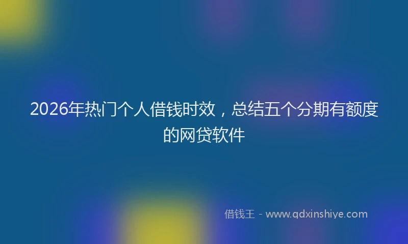 2026年热门个人借钱时效，总结五个分期有额度的网贷软件