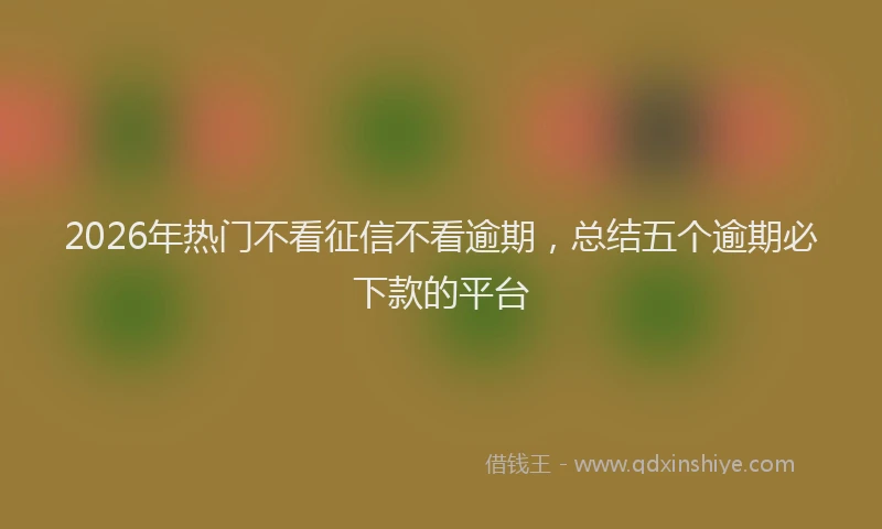 2026年热门不看征信不看逾期，总结五个逾期必下款的平台