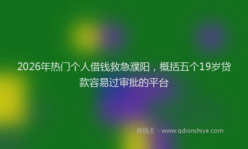 2026年热门个人借钱救急濮阳，概括五个19岁贷款容易过审批的平台