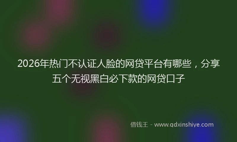 2026年热门不认证人脸的网贷平台有哪些，分享五个无视黑白必下款的网贷口子