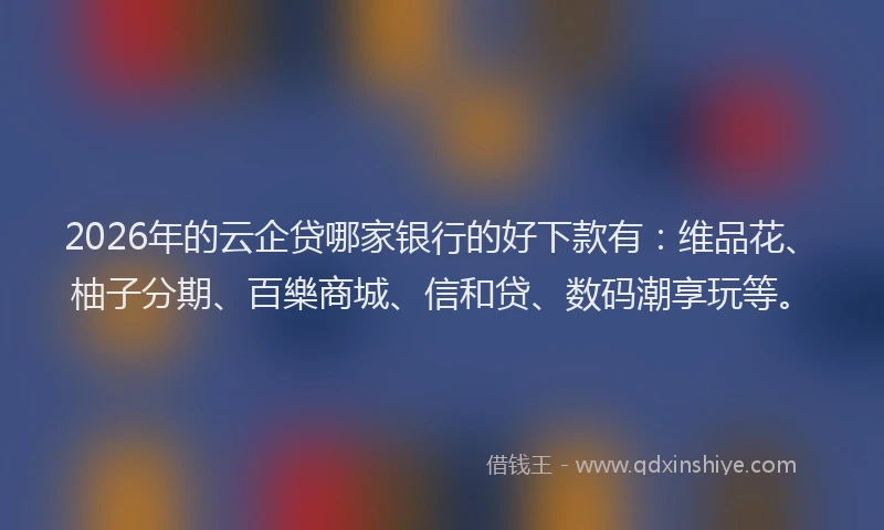 2026年的云企贷哪家银行的好下款有：维品花、柚子分期、百樂商城、信和贷、数码潮享玩等。