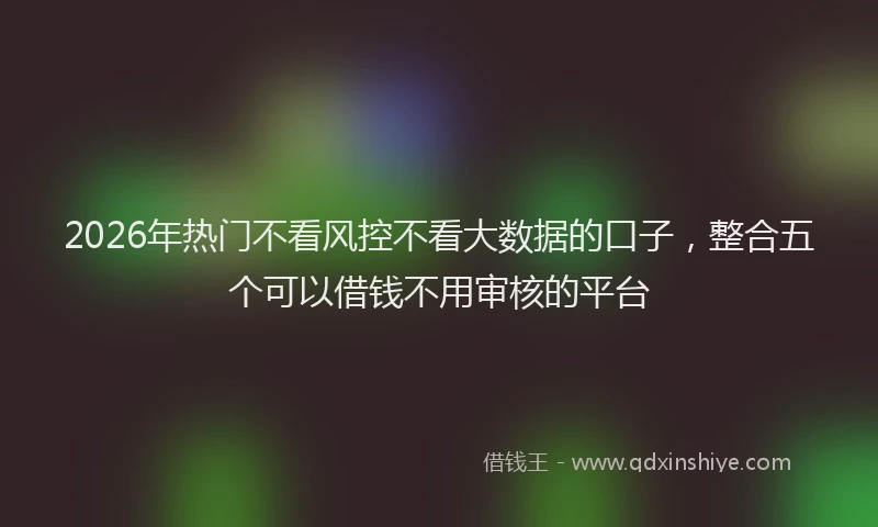 2026年热门不看风控不看大数据的口子，整合五个可以借钱不用审核的平台