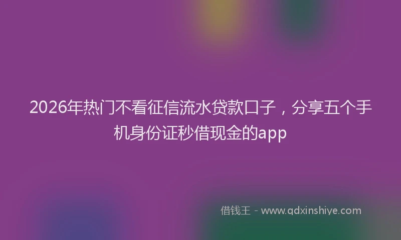 2026年热门不看征信流水贷款口子，分享五个手机身份证秒借现金的app