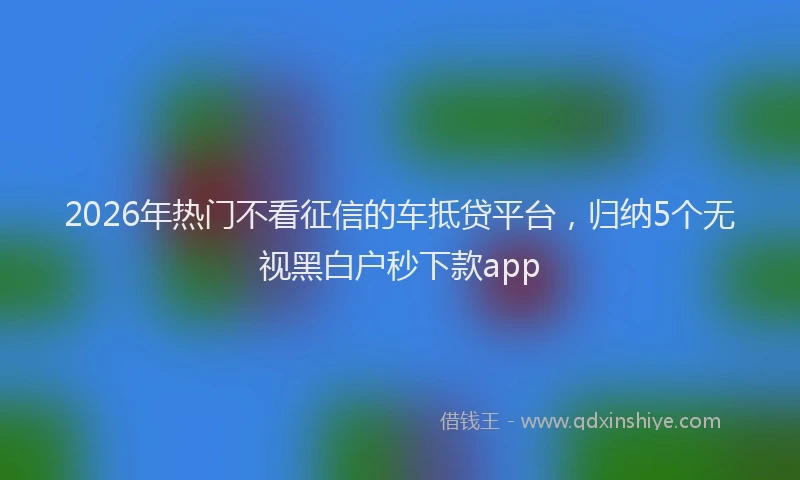 2026年热门不看征信的车抵贷平台，归纳5个无视黑白户秒下款app
