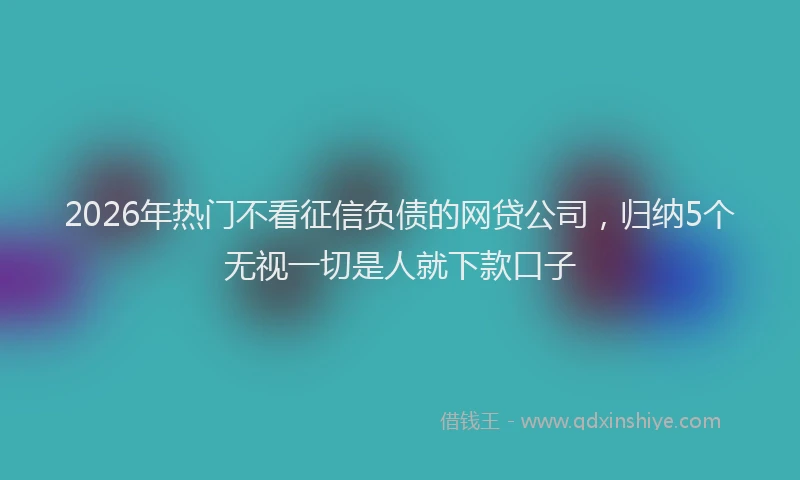 2026年热门不看征信负债的网贷公司，归纳5个无视一切是人就下款口子