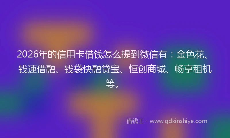 2026年的信用卡借钱怎么提到微信有：金色花、钱速借融、钱袋快融贷宝、恒创商城、畅享租机等。
