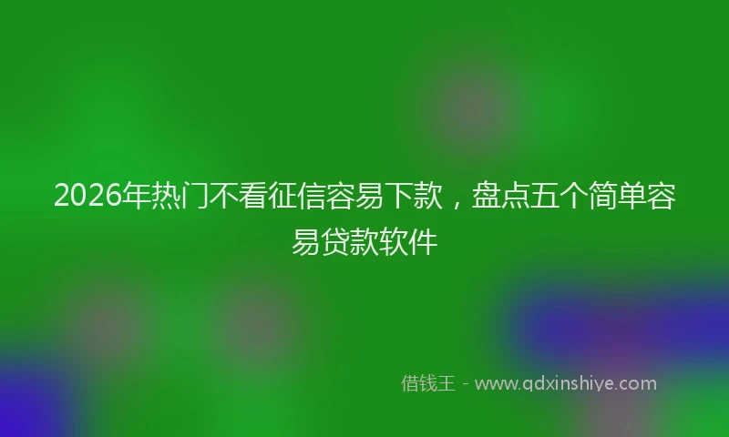 2026年热门不看征信容易下款，盘点五个简单容易贷款软件