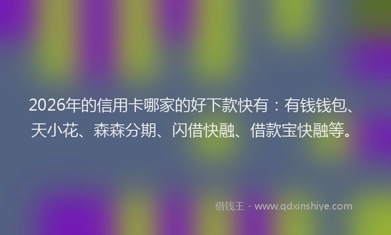 2026年的信用卡哪家的好下款快有：有钱钱包、天小花、森森分期、闪借快融、借款宝快融等。