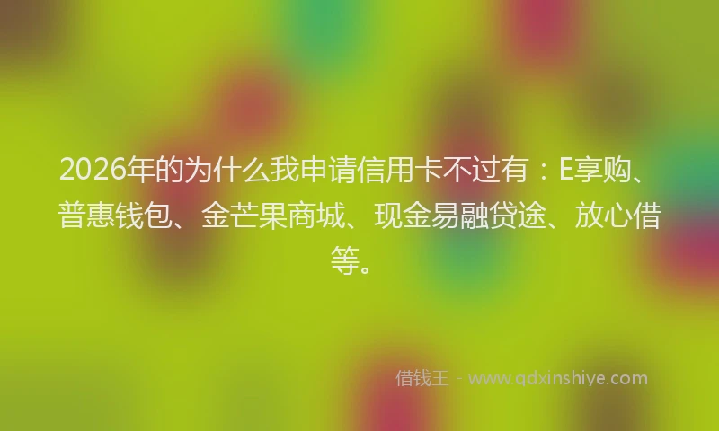2026年的为什么我申请信用卡不过有：E享购、普惠钱包、金芒果商城、现金易融贷途、放心借等。
