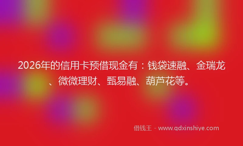2026年的信用卡预借现金有：钱袋速融、金瑞龙、微微理财、甄易融、葫芦花等。