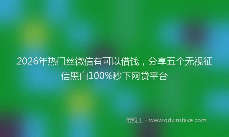 2026年热门丝微信有可以借钱，分享五个无视征信黑白100%秒下网贷平台