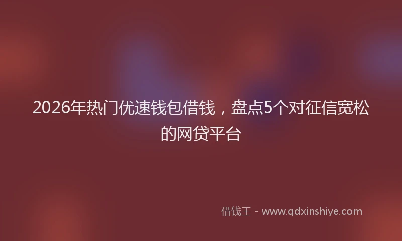 2026年热门优速钱包借钱，盘点5个对征信宽松的网贷平台