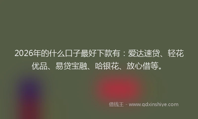 2026年的什么口子最好下款有：爱达速贷、轻花优品、易贷宝融、哈银花、放心借等。