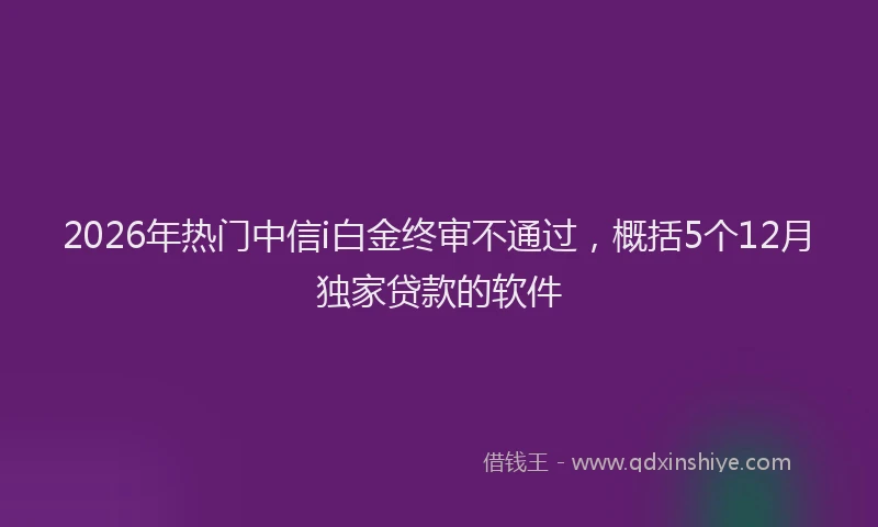 2026年热门中信i白金终审不通过，概括5个12月独家贷款的软件