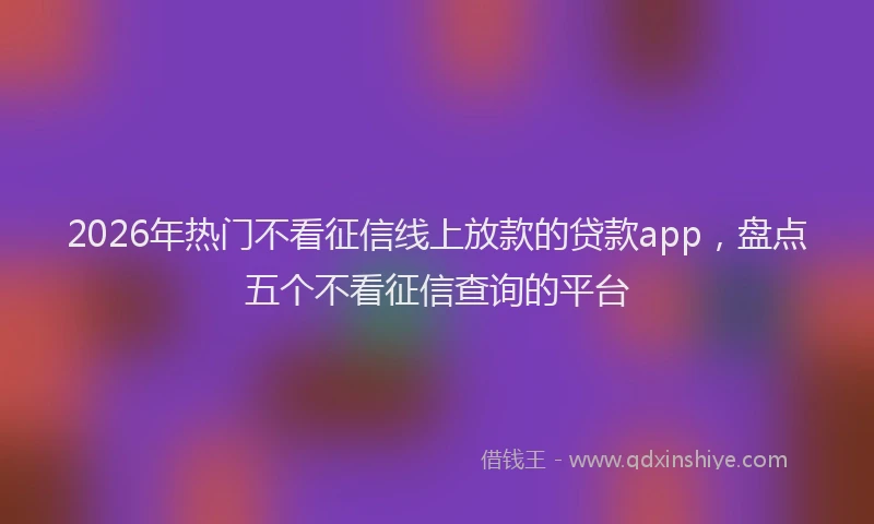 2026年热门不看征信线上放款的贷款app，盘点五个不看征信查询的平台