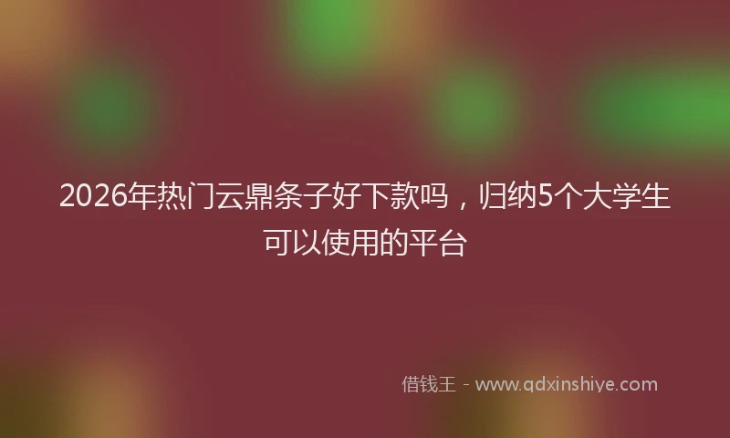 2026年热门云鼎条子好下款吗，归纳5个大学生可以使用的平台