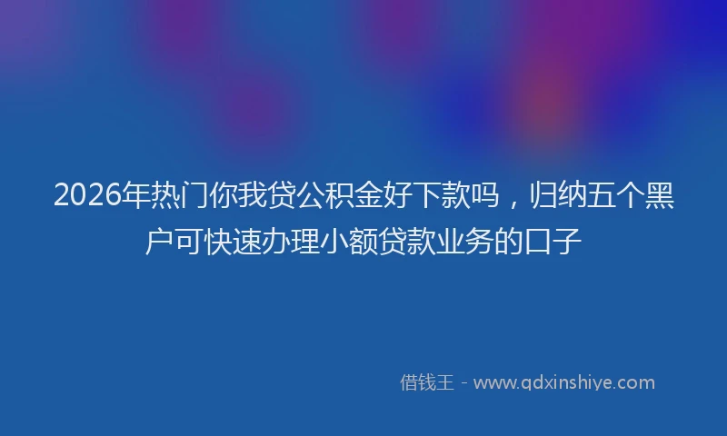 2026年热门你我贷公积金好下款吗，归纳五个黑户可快速办理小额贷款业务的口子