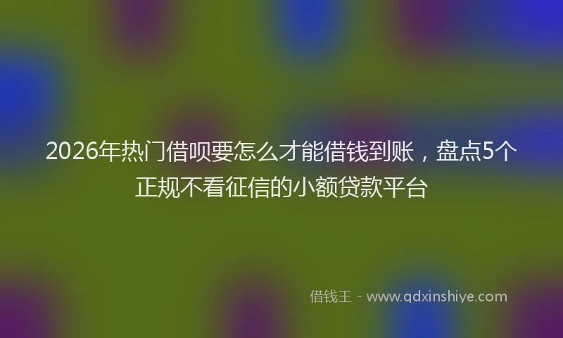 2026年热门借呗要怎么才能借钱到账，盘点5个正规不看征信的小额贷款平台
