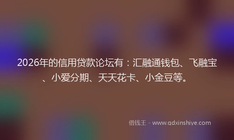 2026年的信用贷款论坛有：汇融通钱包、飞融宝、小爱分期、天天花卡、小金豆等。