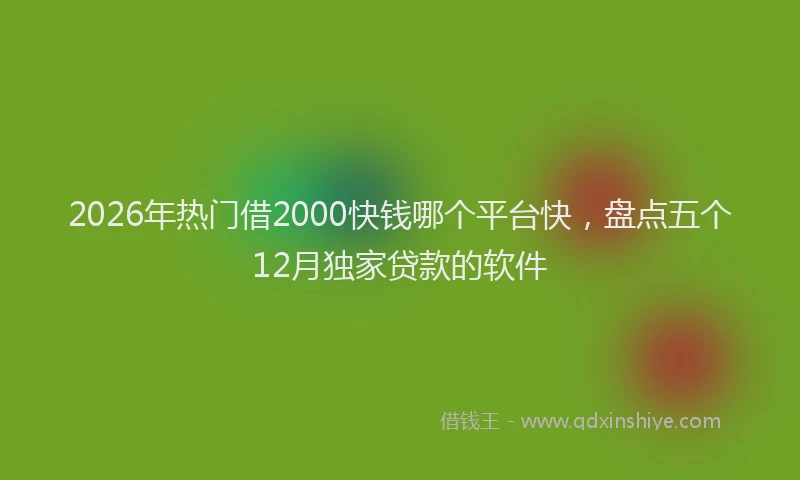 2026年热门借2000快钱哪个平台快，盘点五个12月独家贷款的软件