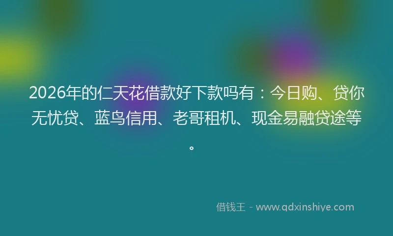 2026年的仁天花借款好下款吗有：今日购、贷你无忧贷、蓝鸟信用、老哥租机、现金易融贷途等。