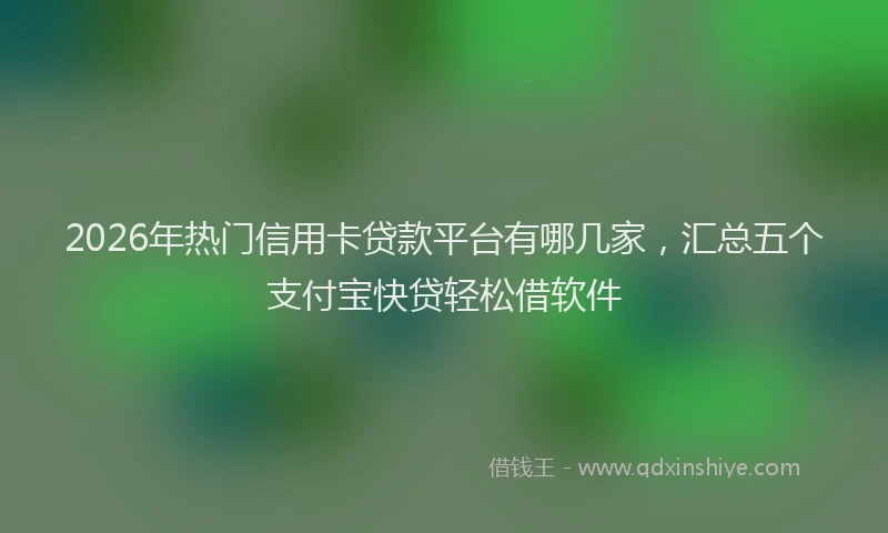 2026年热门信用卡贷款平台有哪几家，汇总五个支付宝快贷轻松借软件