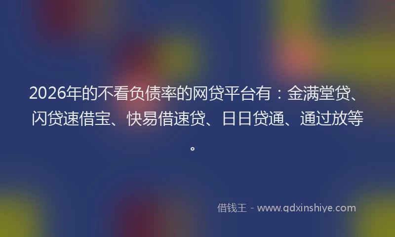 2026年的不看负债率的网贷平台有：金满堂贷、闪贷速借宝、快易借速贷、日日贷通、通过放等。