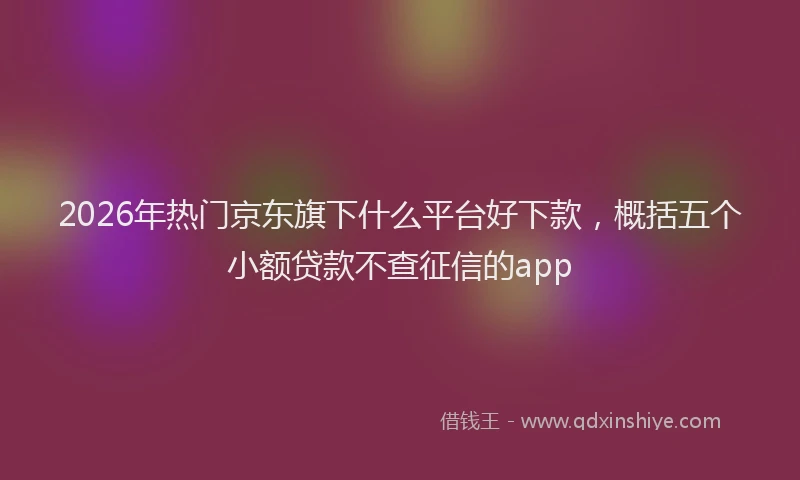 2026年热门京东旗下什么平台好下款，概括五个小额贷款不查征信的app