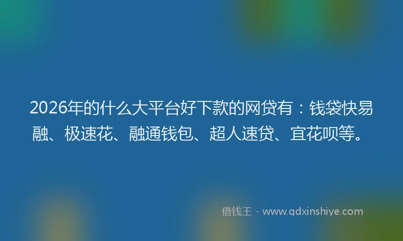 2026年的什么大平台好下款的网贷有：钱袋快易融、极速花、融通钱包、超人速贷、宜花呗等。
